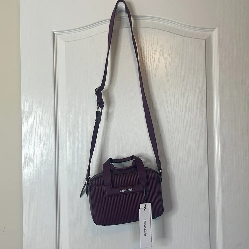 Calvin Klein Bette 2 in 1 Crossbody with Pouch Wristlet Eggplant